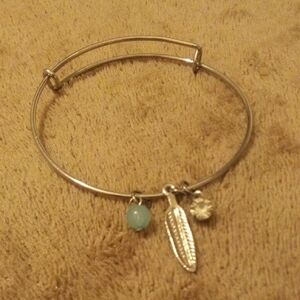 Silver Charm Bracelet with Blue Bead